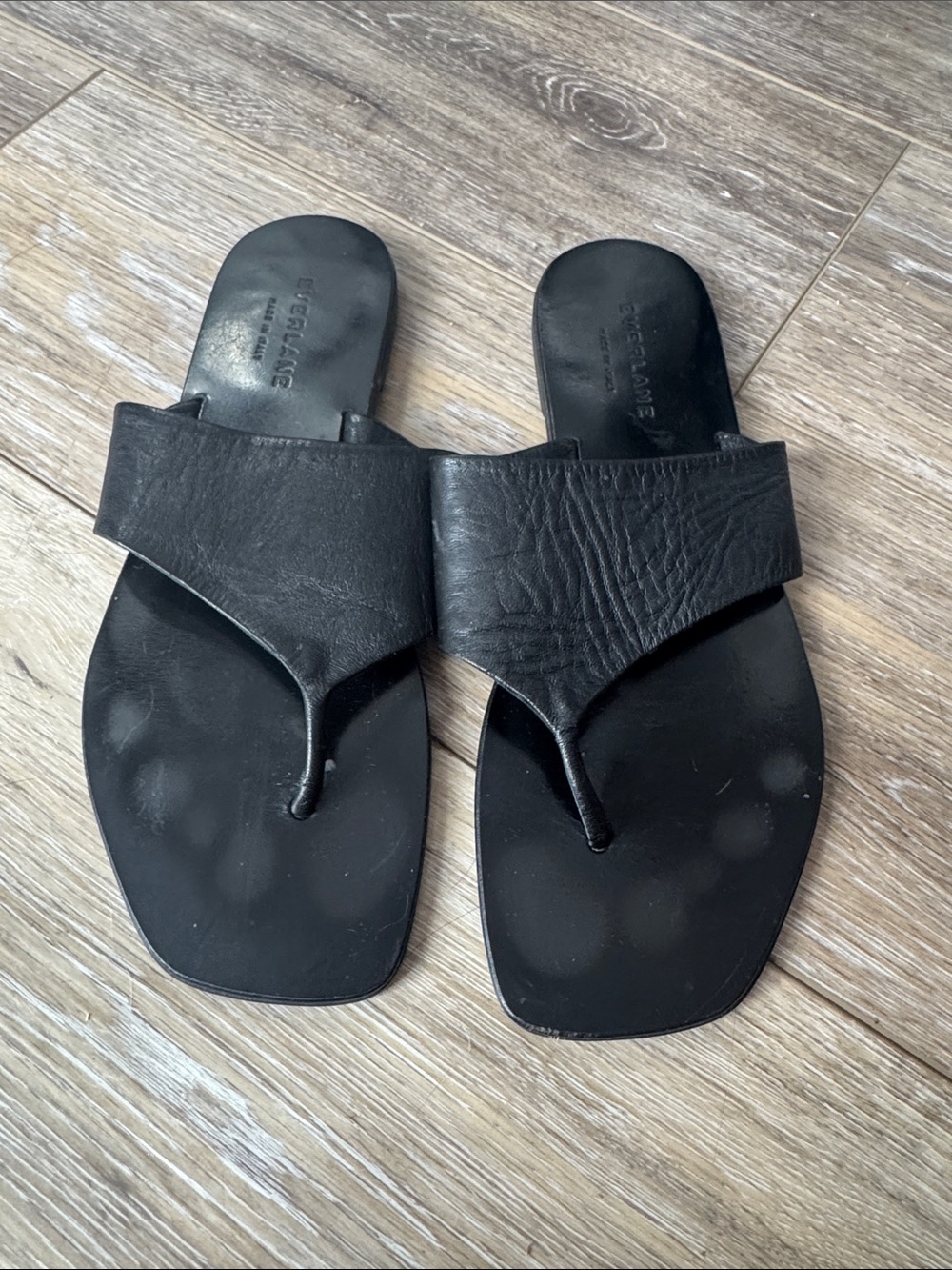 Everlane Black Leather Slide Sandal Sz 7